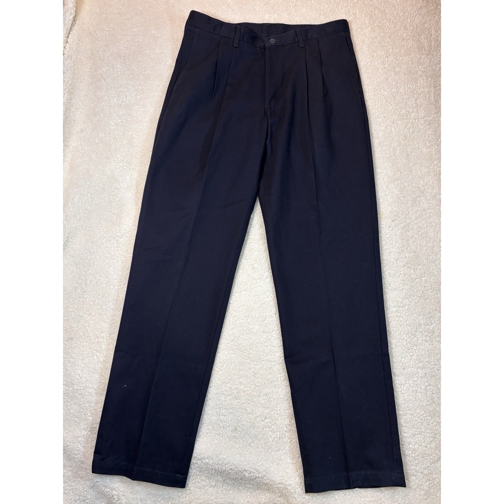 Lee Mens Stain Resistant Pleated Navy Blue Dress Pants 36x34 NWT